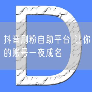 抖音刷粉自助平台 让你的账号一夜成名